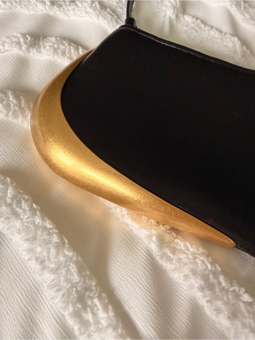 Zara Black and Gold Accent Shoulder Bag
